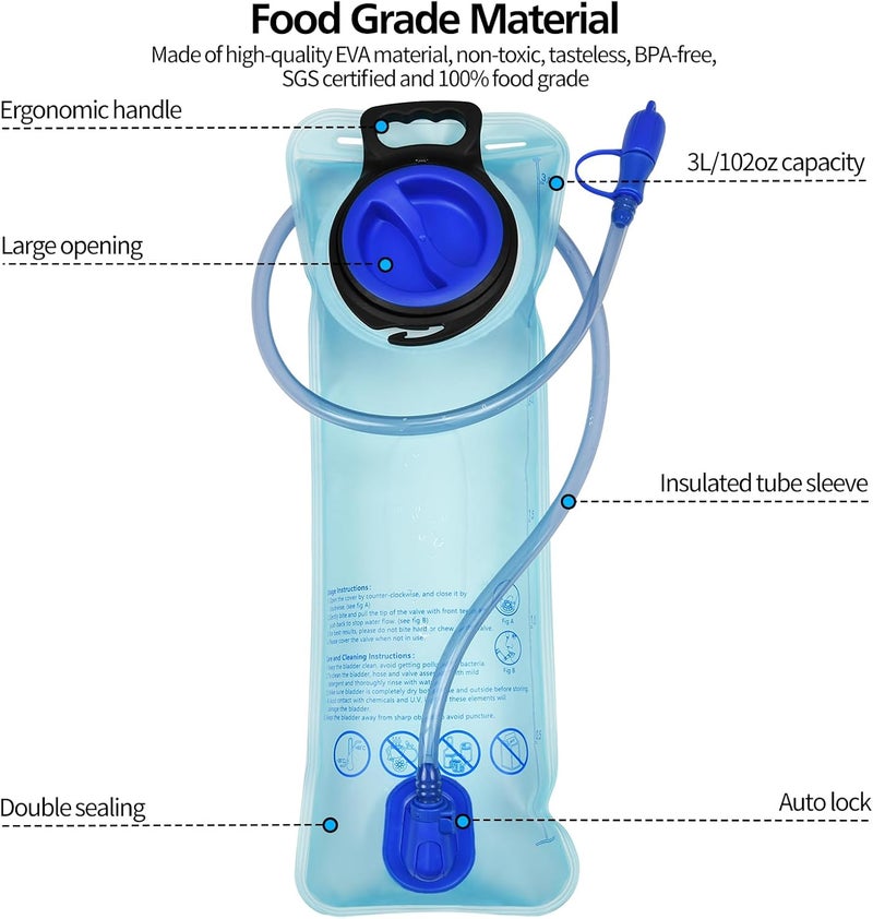 Mdvora 1.5L/2L/2.5L/3L Hydration Bladder, Large Opening Water Storage Bladder Bag, for Cycling Hiking Camping - Image 4